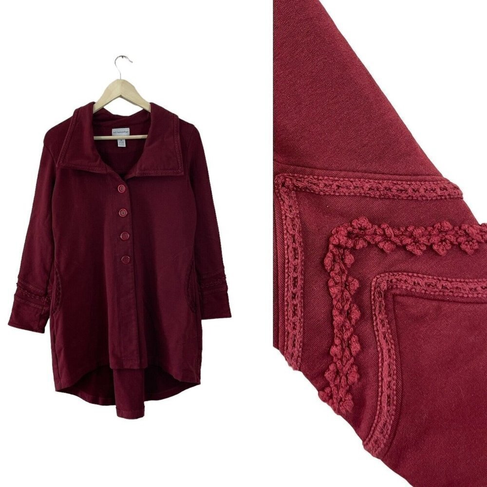 Soft Surroundings Medium Button Jacket Embroidere… - image 1